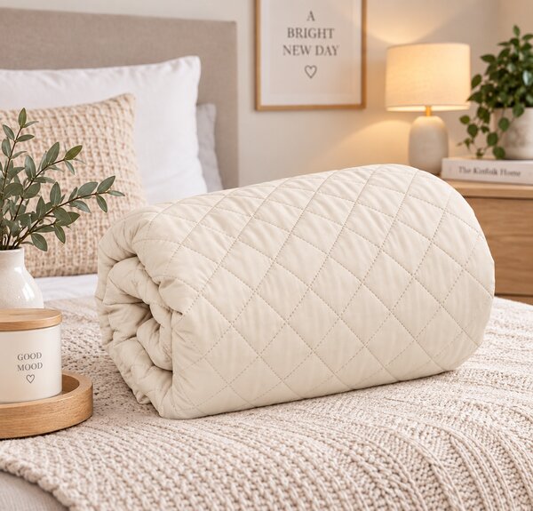 Cuvertură Matlasată Elite Home, Uni, 100% Microfibră, 150x210 cm, culoare ivoire