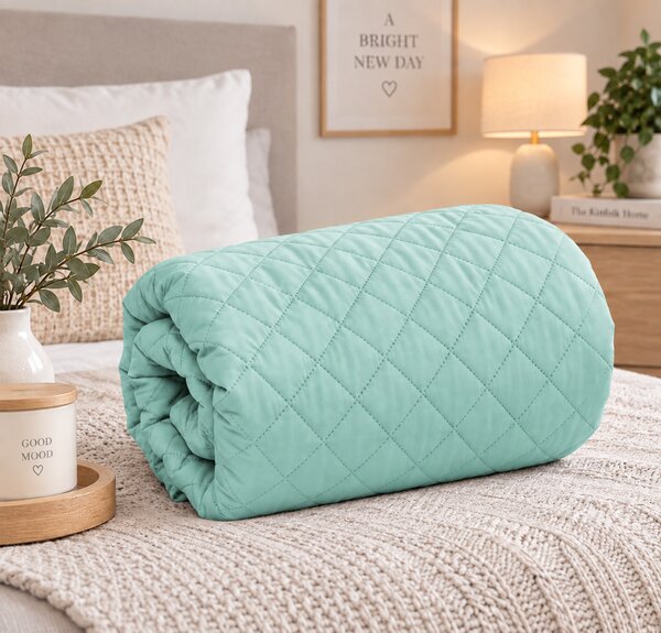 Cuvertură Matlasată Elite Home, Uni, 100% Microfibră, 150x210 cm, culoare verde mint