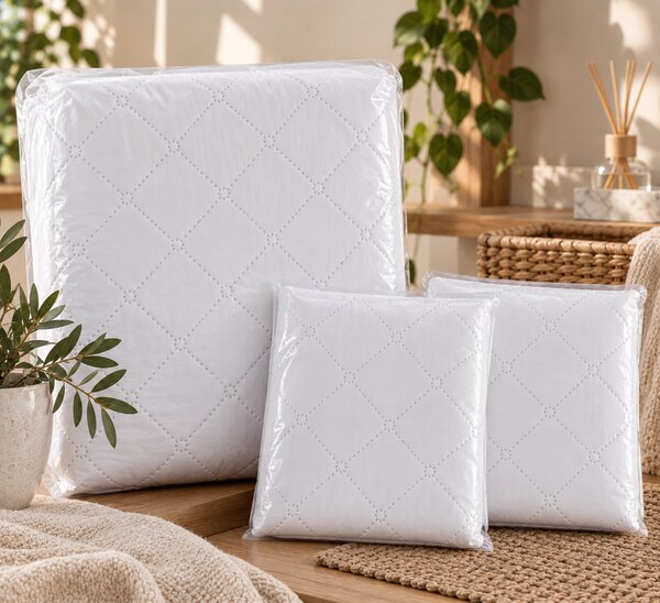Set Protecție Pat Impermeabilă Matlasată 160x200 cm cu 2 Fețe de Pernă 50x70 cm – Alb