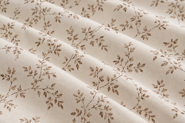 Lenjerie de Pat 2 Persoane 100% Bumbac, 4 Piese – Imprimeu floral maro