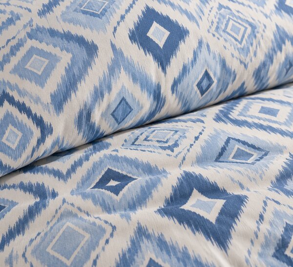Lenjerie de Pat 2 Persoane 100% Bumbac, 4 Piese – Imprimeu albastru geometric