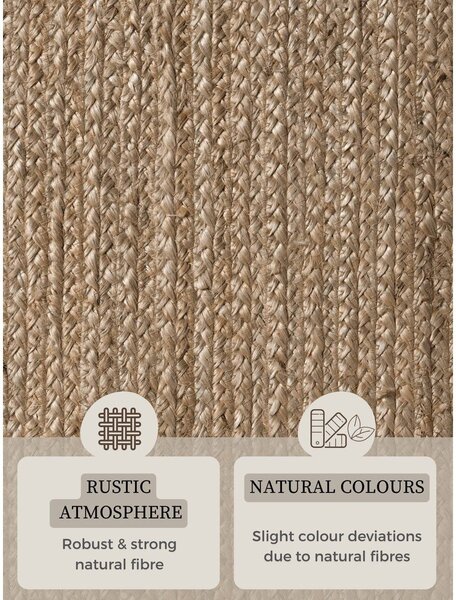 Covor în culoare naturală închisă reversibil/țesut manual din iută 160x230 cm Braided – Hanse Home