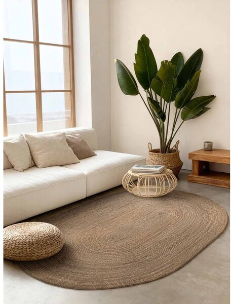Covor în culoare naturală închisă reversibil/țesut manual din iută 160x230 cm Braided – Hanse Home
