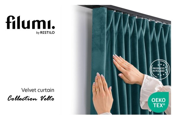 Draperie în culoarea petrolului dimout (semi-opacă) din catifea 140x250 cm Velto – Filumi