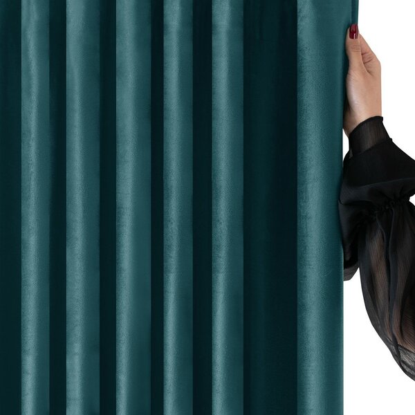 Draperie în culoarea petrolului dimout (semi-opacă) din catifea 140x175 cm Velto – Filumi