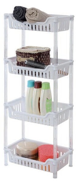 Raft 4 etajere, plastic, alb, 31.2 x 19 x 82.5 cm