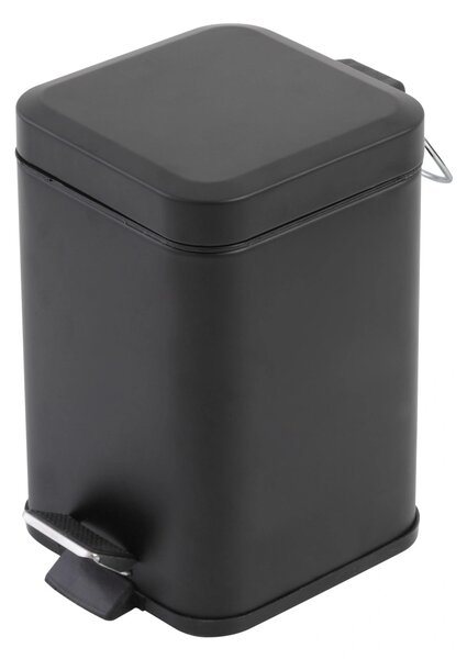 Cos de gunoi patrat, 3L, cu pedala si capac, negru