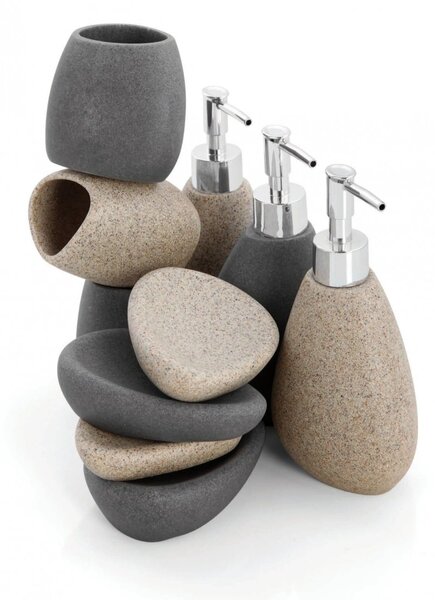 Pahar periute Stone, poliresina, bej