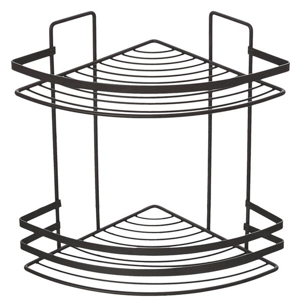 Etajera coltar baie Cover Black, 2 polite, negru