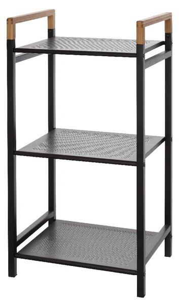 Raft metalic, Haiti, 3 rafturi, 40x78x30cm, metal si bambus, negru