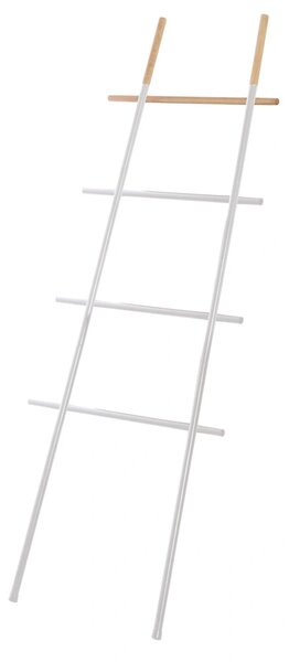 Suport vertical pentru prosoape tip scara, alb, otel si lemn, h 170 cm