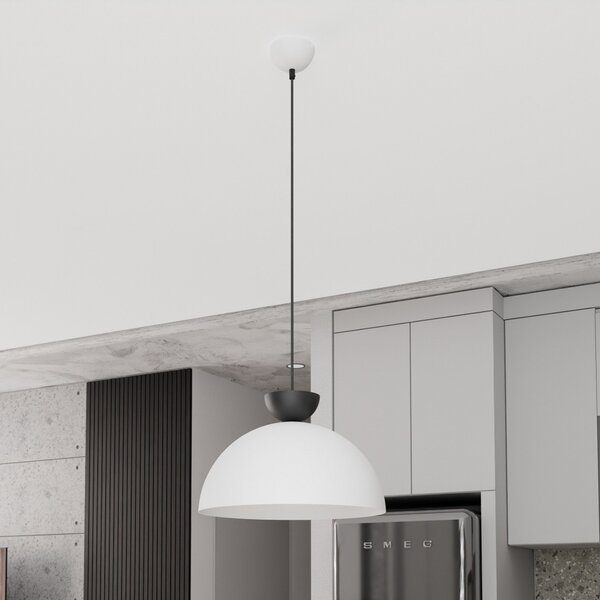 EMIBIG LIGHTING Lampă suspendată Lunaro, albă, Ø 40 cm, metal, reglabil, Alb, Camera de zi / sufragerie, Metal, Modern
