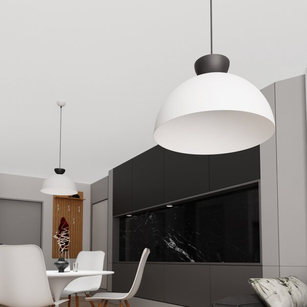 EMIBIG LIGHTING Lampă suspendată Lunaro, albă, Ø 40 cm, metal, reglabil, Alb, Camera de zi / sufragerie, Metal, Modern