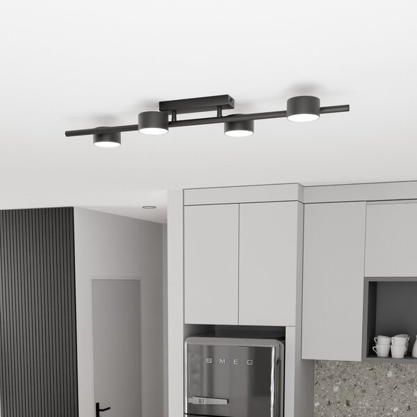 EMIBIG LIGHTING Spot de tavan Bet, lungime 80 cm, negru, metal, 4 becuri., reglabil, Negru, Camera de zi / sufragerie, Metal, Modern