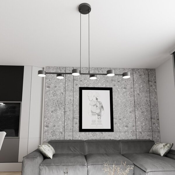 EMIBIG LIGHTING Spot de tavan, Megara, lungime 80 cm, metal, 6 becuri., reglabil, Negru, Camera de zi / sufragerie, Metal, Modern