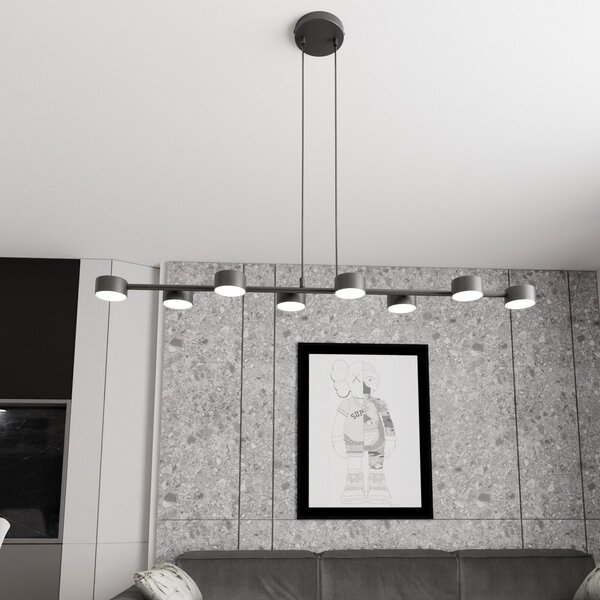 EMIBIG LIGHTING Spot de tavan Megara, lungime 100 cm, metal, 8 becuri., reglabil, Negru, Camera de zi / sufragerie, Metal, Modern