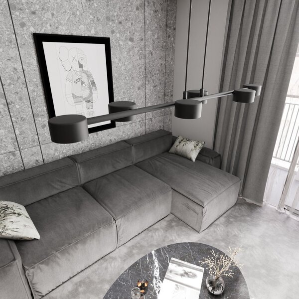 EMIBIG LIGHTING Spot de tavan, Megara, lungime 80 cm, metal, 6 becuri., reglabil, Negru, Camera de zi / sufragerie, Metal, Modern