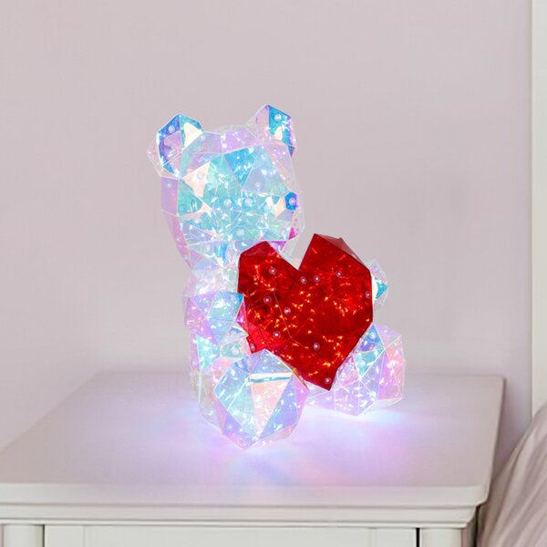 Globo Lampă de masă LED pentru camera copiilor Brondar urs, roșu, înălțime 32 cm, Roșu, Camera copiilor, Plastic