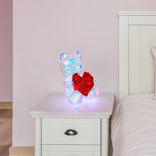 Globo Lampă de masă LED pentru camera copiilor Brondar urs, roșu, înălțime 32 cm, Roșu, Camera copiilor, Plastic