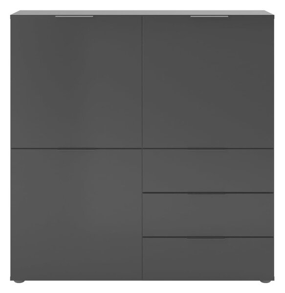 FMD Comodă cu 3 uși și 3 sertare, negru 557-002E