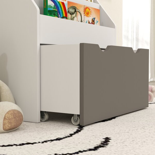 AIYAPLAY Bibliotecă pentru Copii 3-8 Ani cu 3 Rafturi și Sertar Inferior, din MDF, 62.5x30x70 cm, Gri | Aosom Romania