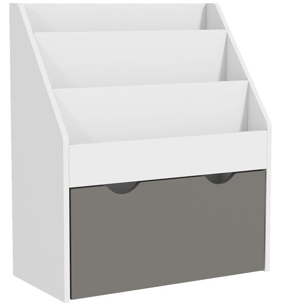 AIYAPLAY Bibliotecă pentru Copii 3-8 Ani cu 3 Rafturi și Sertar Inferior, din MDF, 62.5x30x70 cm, Gri | Aosom Romania