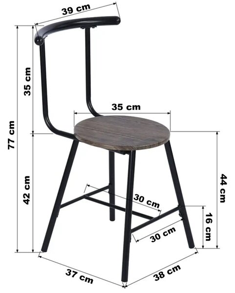 Scaune, Cafea Homs, cadru metal,nuc/negru