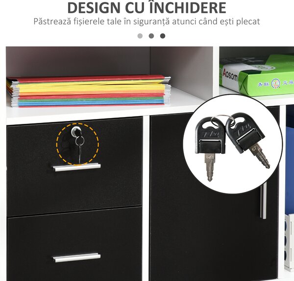 HOMCOM Suport Imprimantă cu Sertare Dulapior Multifuncțional Spațiu de Stocare pentru Birou și Acasă Design Modern Alb | Aosom Romania