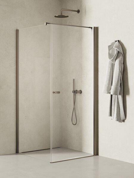 New Trendy New Soleo Gunmetal Brushed cabină de duș 90x90 cm pătrat grafit periat/sticlă transparentă K-2139-WP