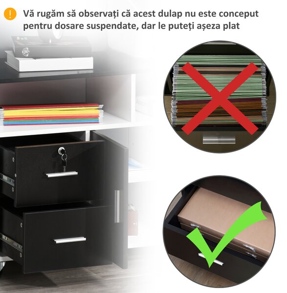 HOMCOM Suport Imprimantă cu Sertare Dulapior Multifuncțional Spațiu de Stocare pentru Birou și Acasă Design Modern Alb | Aosom Romania