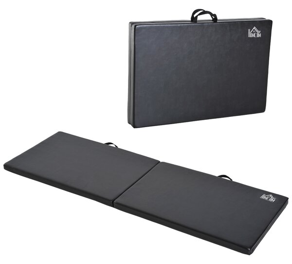 HOMCOM Tapet de Gimnastică Pliabil, Tapet Fitness Gros de 5 cm și Antialunecare, 180x60x5 cm, Negru | Aosom Romania