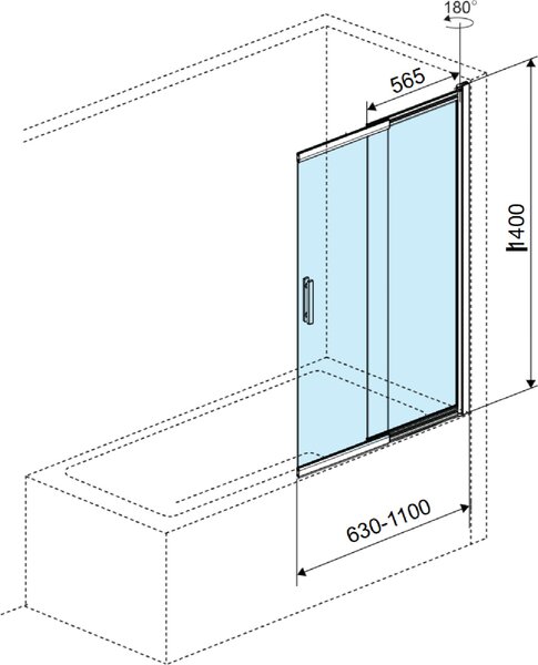 Excellent Liner paravan cadă 110 cm două piese auriu periat/sticlă transparentă KAEX.2950.1100.LP