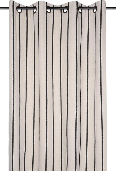 Perdea din bumbac cu inele TROP dungi negre, 135 x 260 cm