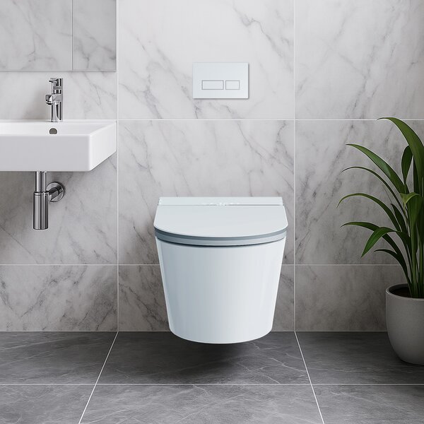 Clean Wave Breeze toaletă cu spălare cu cadru si buton agăţat fără margine cu spălare turbionară alb B700SET