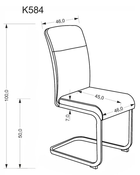 Scaun K584, bej/casmir, stofa clasica/otel, 46x60x100 cm