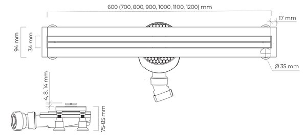 Oltens Langan Slim capac de scurgere liniară 60 cm cupru 30017610