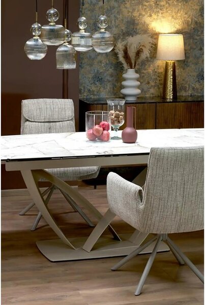 Masa extensibila BENJAMIN, bej/casmir, ceramica/sticla/metal, 160/240x