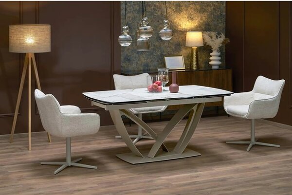 Masa extensibila BENJAMIN, bej/casmir, ceramica/sticla/metal, 160/240x