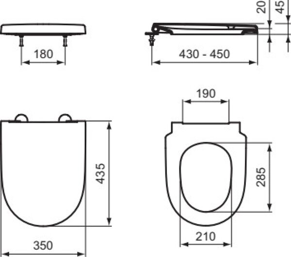 Ideal Standard i.Life O set combi-pack cu tablă agăţat fără margine cu spălare turbionară alb T572501