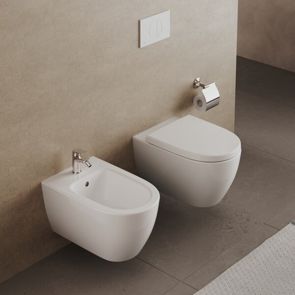 Ideal Standard i.Life O set combi-pack cu tablă agăţat fără margine cu spălare turbionară alb T572501