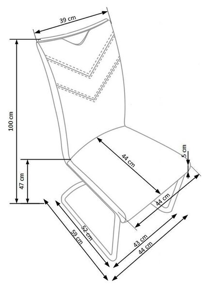 Scaun tapitat K224, alb/crom, piele ecologica/metal, 44X54X100 CM