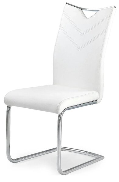 Scaun tapitat K224, alb/crom, piele ecologica/metal, 44X54X100 CM