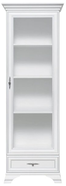 Vitrina pentru living IDENTO, alb, PAL/sticla, 70x43x210 cm