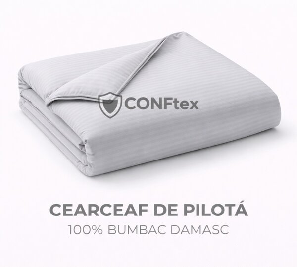Cearceaf de Pilotă Damasc 100% Bumbac Gri Deschis
