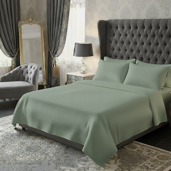Lenjerie de pat creponata uni 100% BUMBAC –VERDE