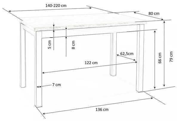 Masa extensibila TIAGO 2, stejar craft, PAL, 140/220x80x79 cm