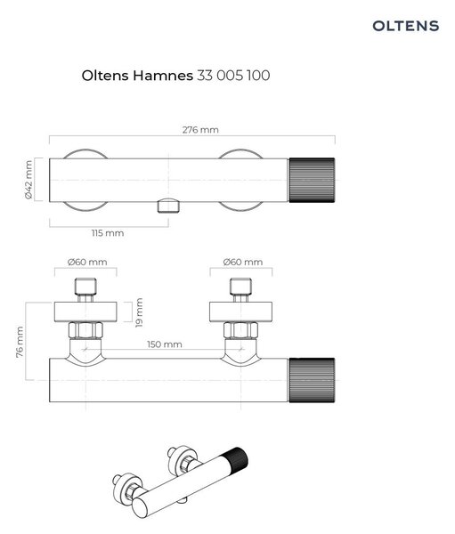 Oltens Hamnes baterie de duș perete crom 33005100