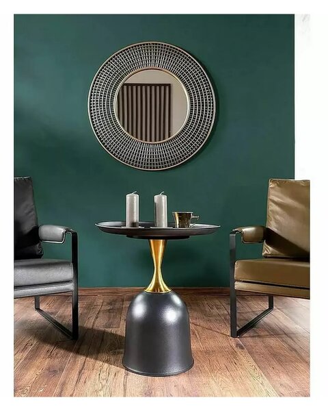 Masuta cafea LIBRA, negru/auriu, metal, 51x61 cm