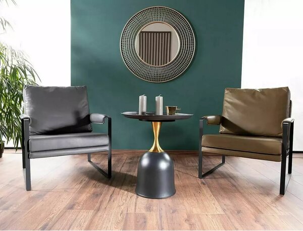 Masuta cafea LIBRA, negru/auriu, metal, 51x61 cm
