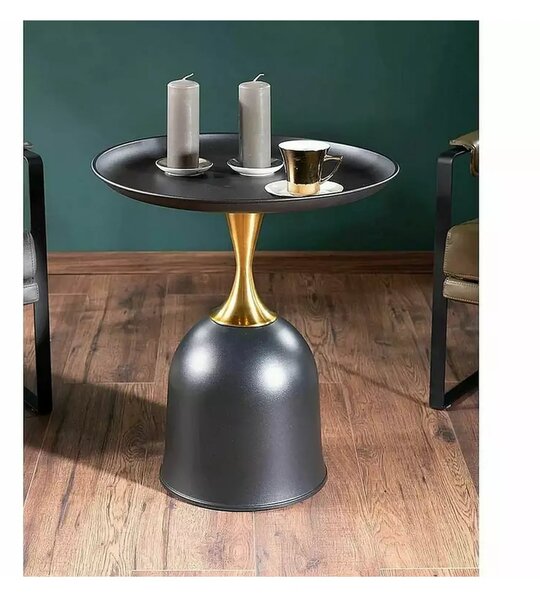 Masuta cafea LIBRA, negru/auriu, metal, 51x61 cm